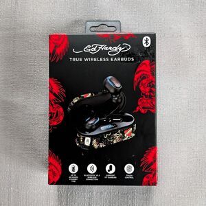 Ed Hardy Wireless Bluetooth Earbuds with Tattoo Print Charging Case NEW!